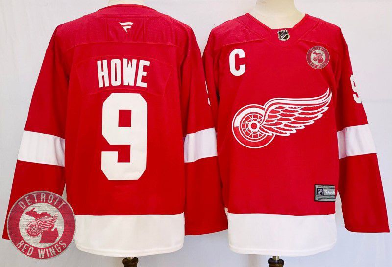 Men Detroit Red Wings #9 Howe Red Fanatics 2025 NHL Jersey style 4->detroit red wings->NHL Jersey
